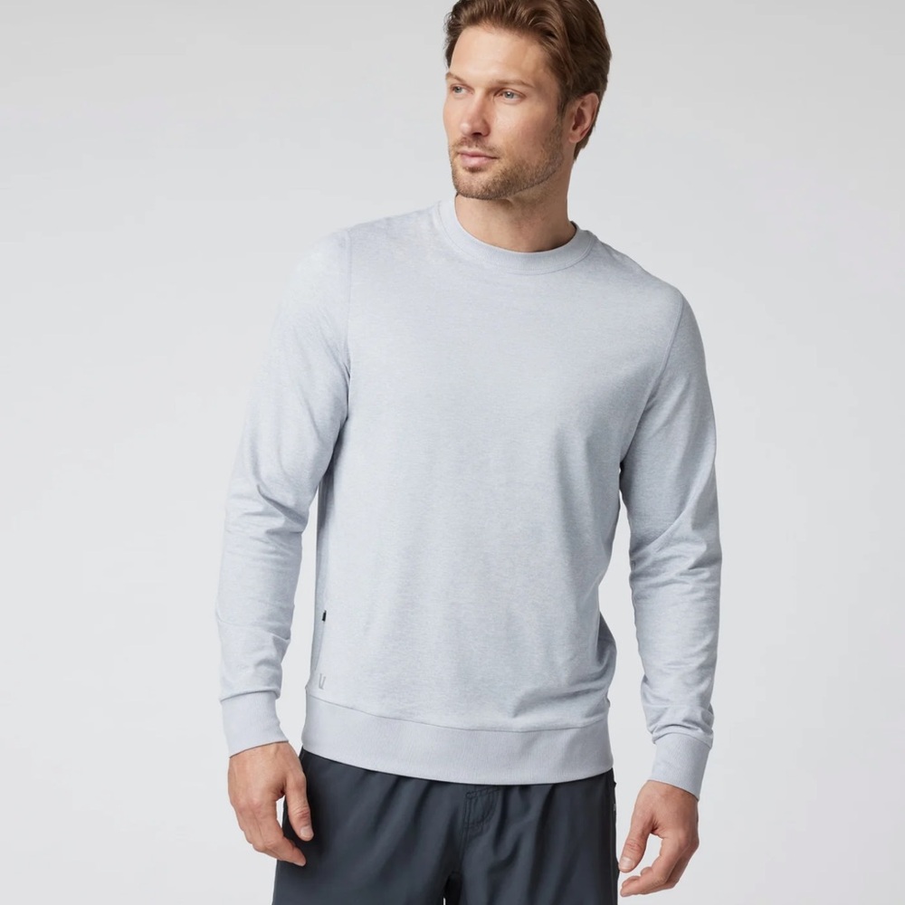 Vuori Men's Ponto Heather Gray Crewneck Sweater - Picture 2 of 3